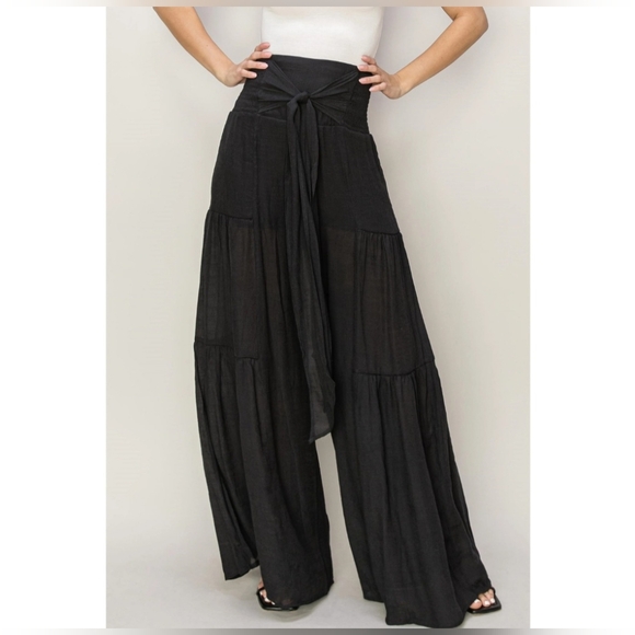 #630 SALE 🛑S,M,L NEW! Fabulous Boho Tie-Front Ruched Tiered Pants - Picture 8 of 12